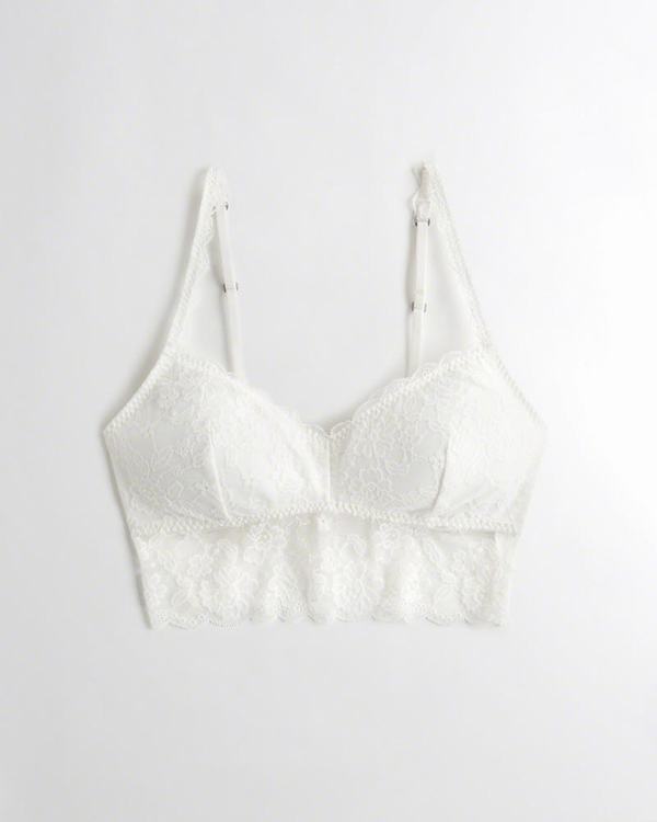 Bralette Hollister Donna Lace Longlinelette With Removable Pads Bianche Italia (448RUHQJ)